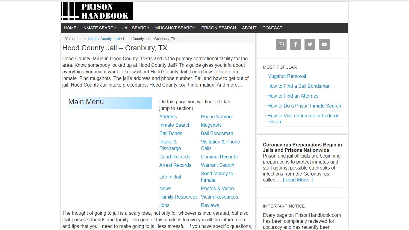Hood County Jail – Granbury, TX - Prison Handbook